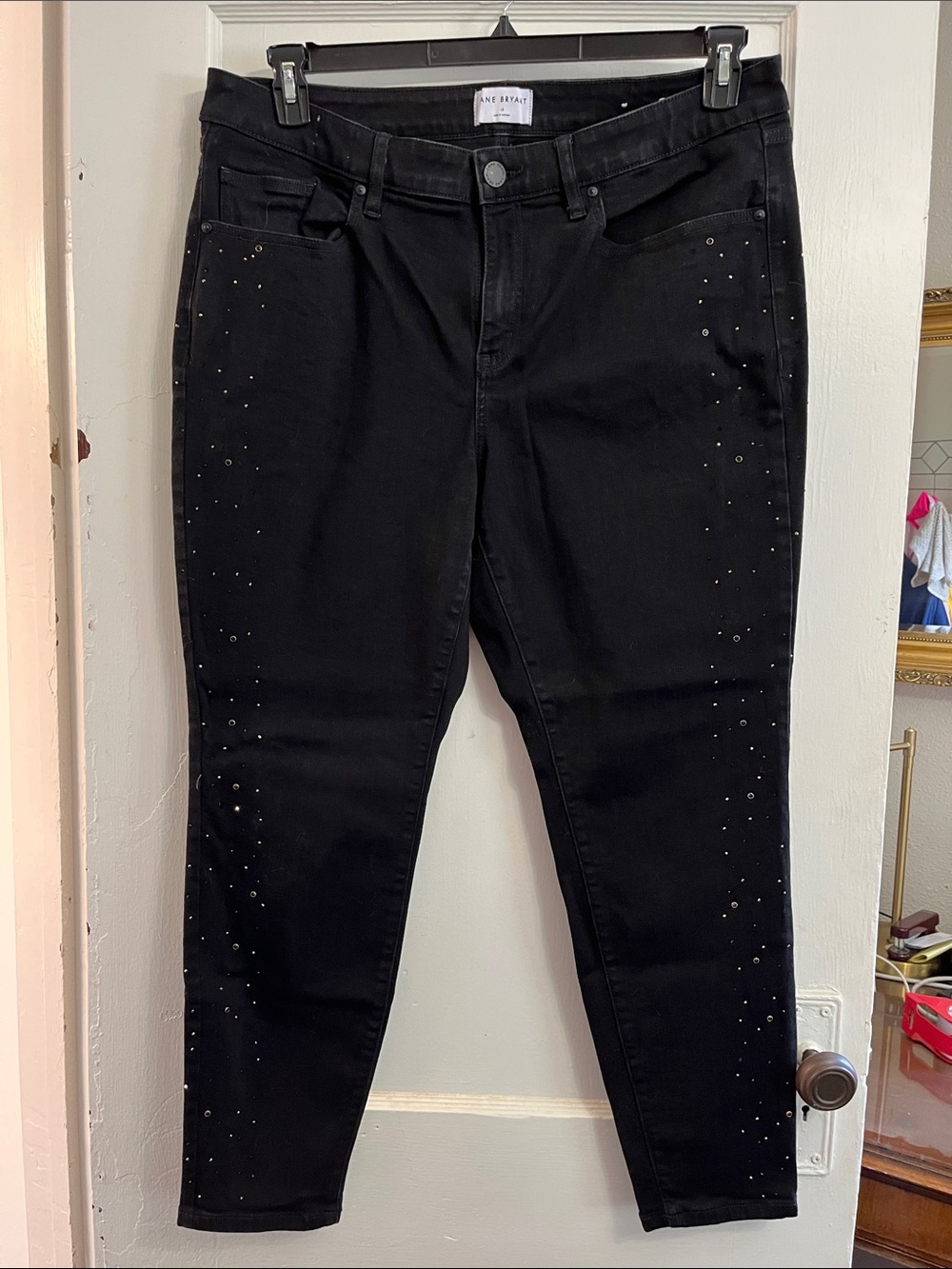 Lane Bryant Black Skinny Jeans with Side Stud Accents